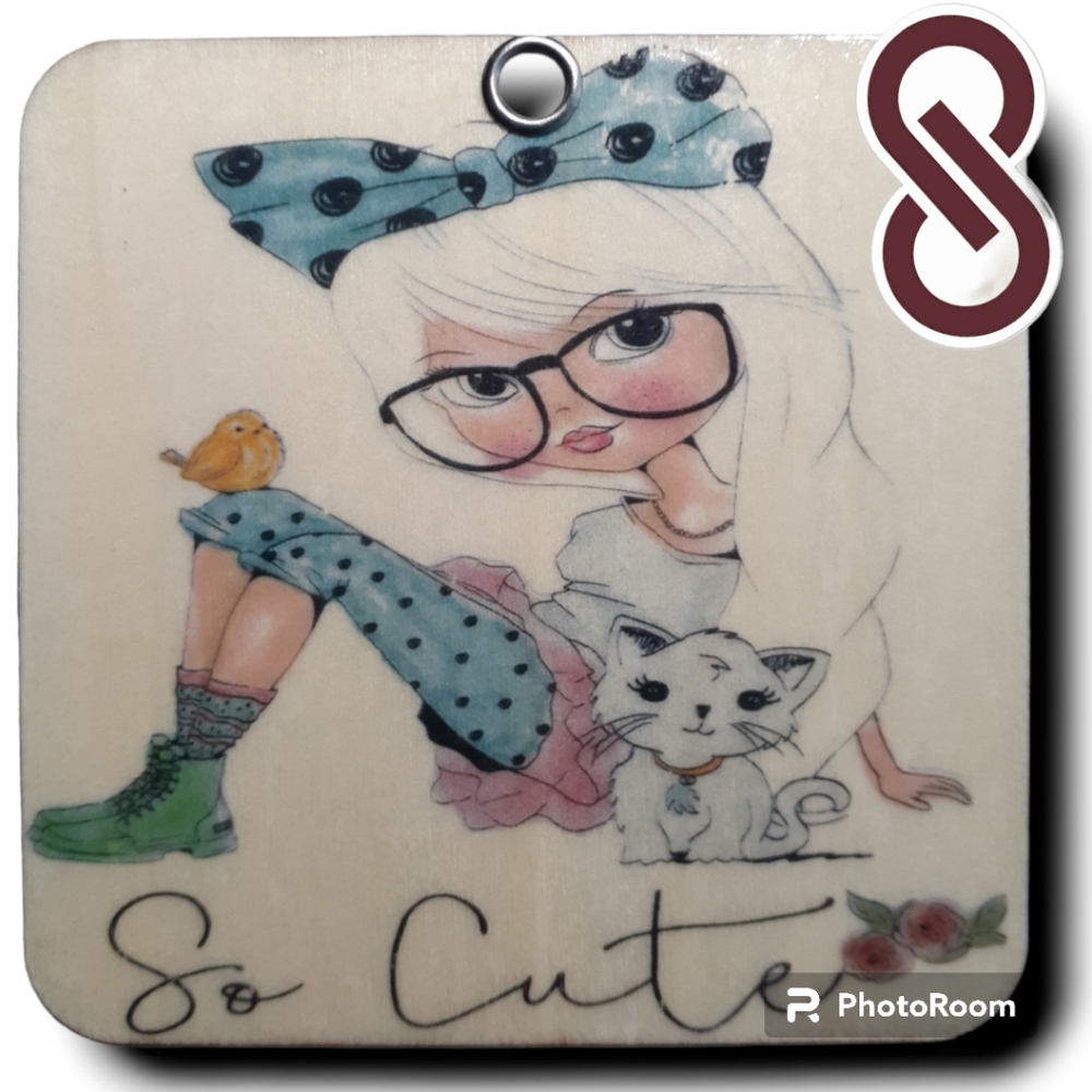 COLOR ENGRAVED WOODEN SOUVENIR " SO CUTE " COD/W-02